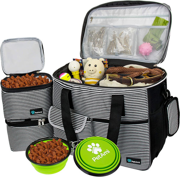 Airline Approved Pet Travel Organizer/Lunch Bag with Food Containers &  Bowls
