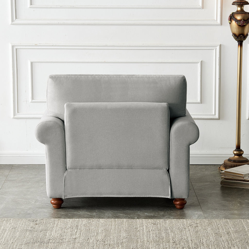 Gray Living Room Chair With Wood Legs Fabric Apholstry