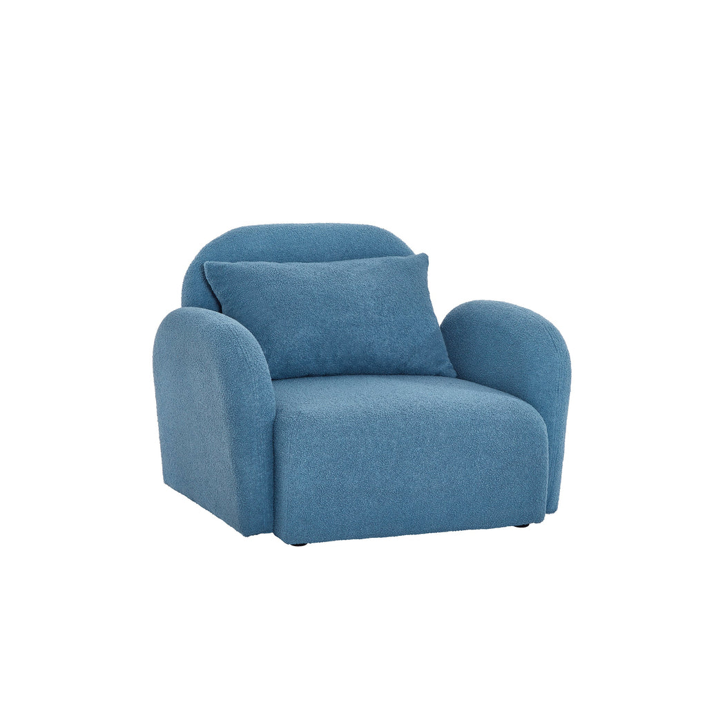 Living Room Furniture Comfy Chair Apholstered Blue Fabric