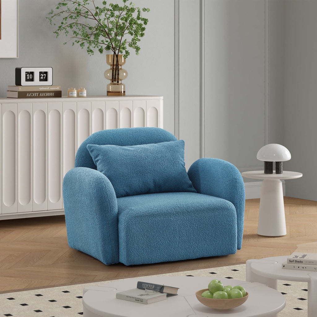 Living Room Furniture Comfy Chair Apholstered Blue Fabric