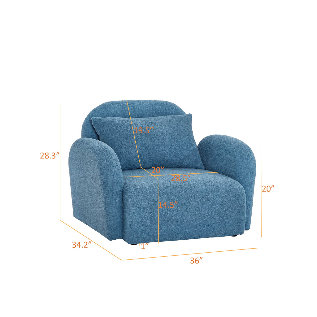 Living Room Furniture Comfy Chair Apholstered Blue Fabric