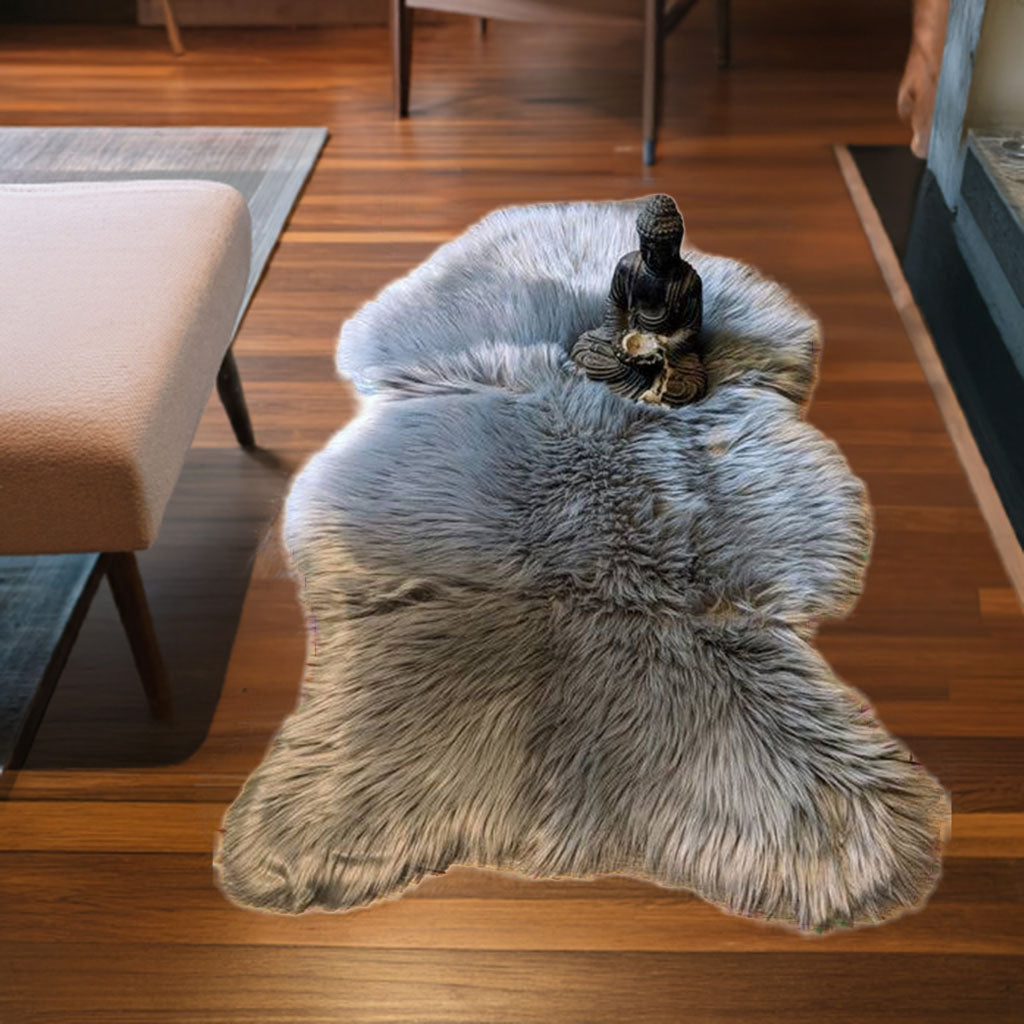 Delectable Garden Soft Faux Sheepskin Lamb Fur Chair Cover, Seat Cover, Area Rug, Mat, Baby Blanket, 2 x 3 Feet - G ray = NOW 25% OFF!