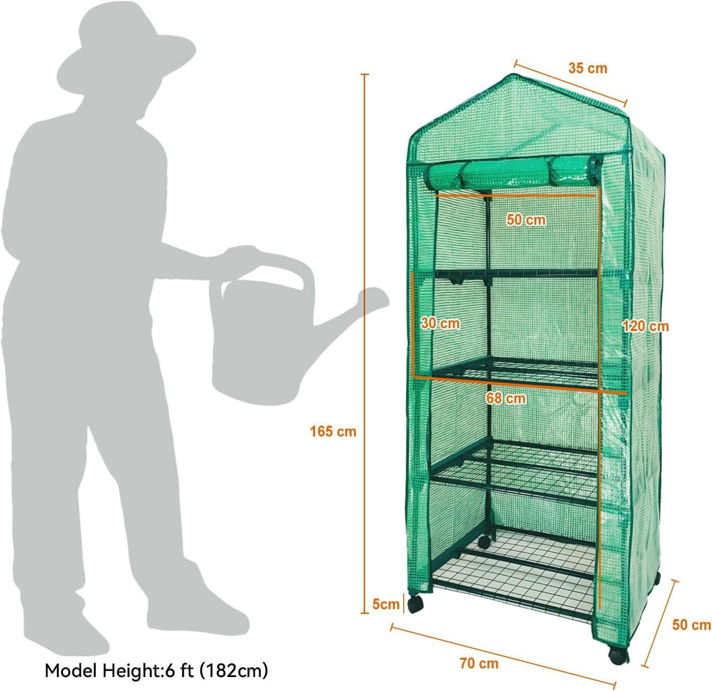 Mini Greenhouse,4 Tier Small Portable Greenhouses Kit With Caster Wheels