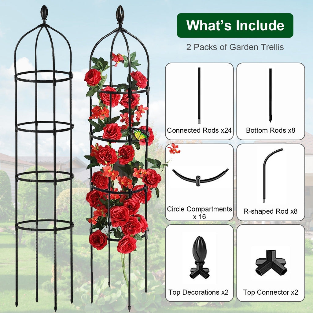 2 Packs Garden Obelisk Trellis 5.9FT Plants Tower for Climbing Plants