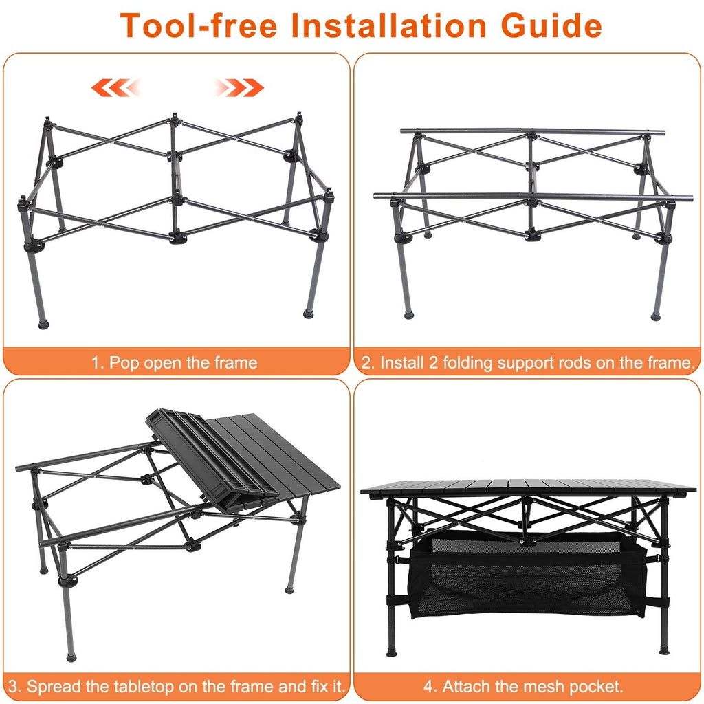 Portable Aluminum Roll-Up Picnic BBQ Table  With Carrying Bag Heavy Duty