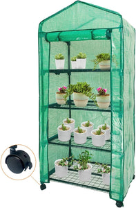 Mini Greenhouse,4 Tier Small Portable Greenhouses Kit With Caster Wheels