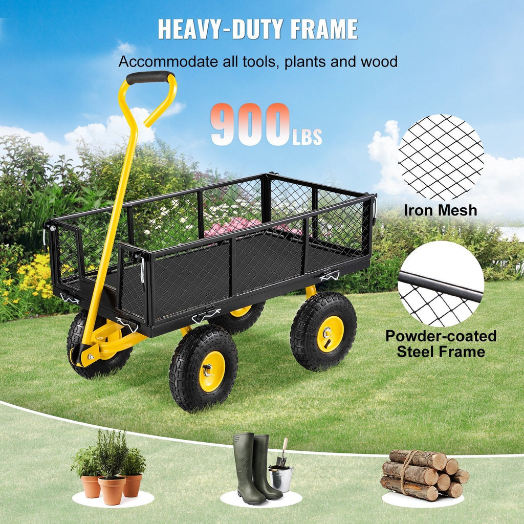 Steel Garden Cart, Heavy Duty 900 Lbs Capacity