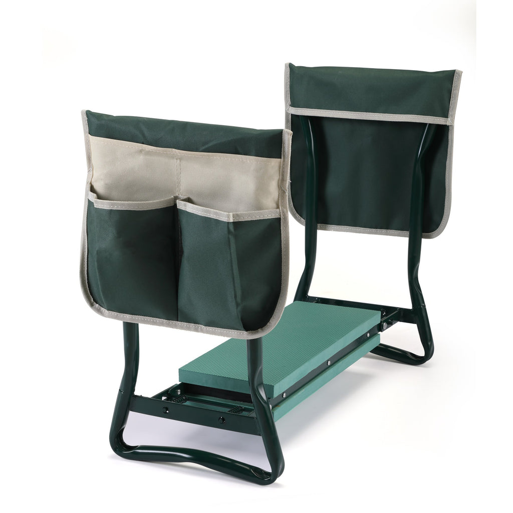 Outdoor 2-In-1 Garden Stool and Kneeler, Bench, With Tool Bags