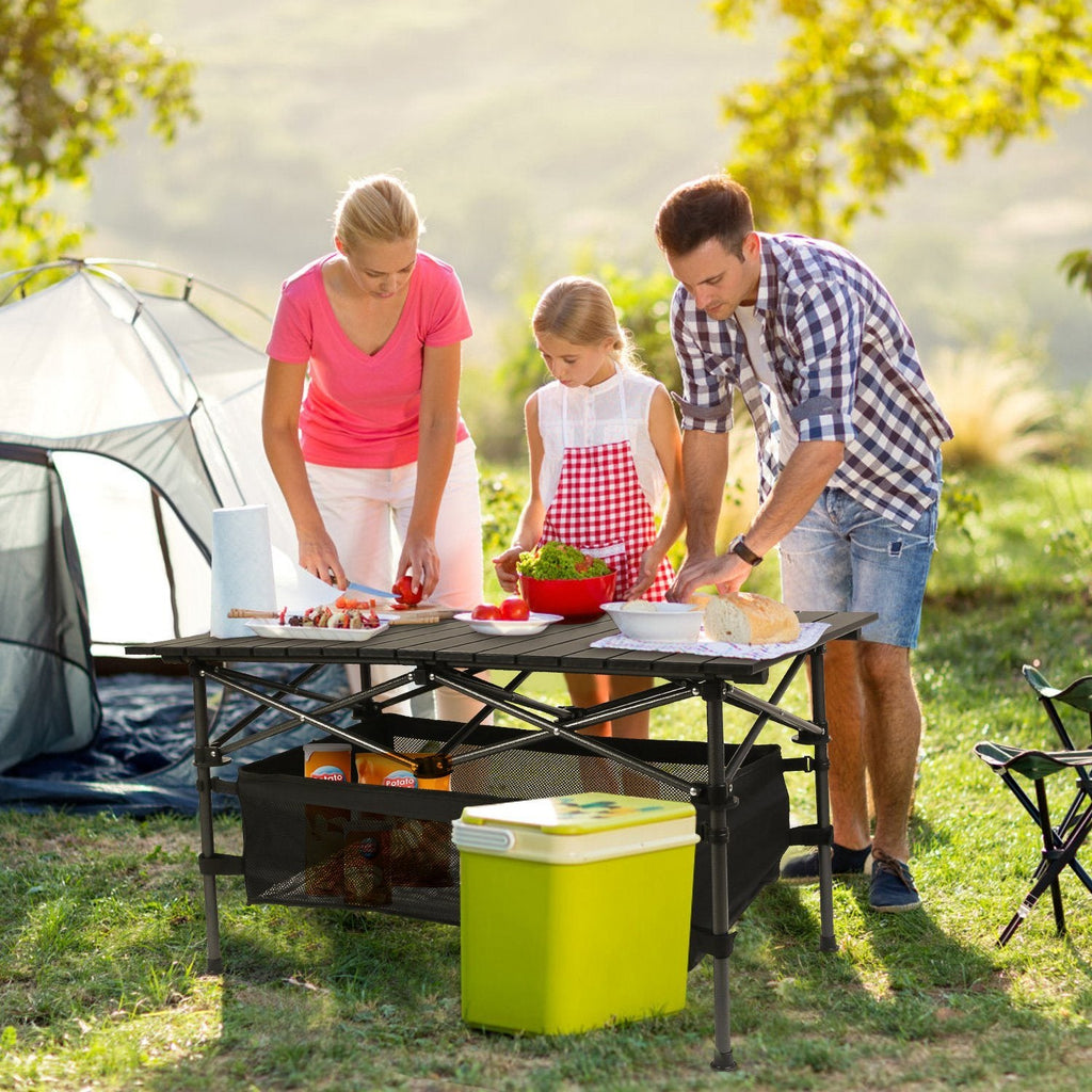 Portable Aluminum Roll-Up Picnic BBQ Table  With Carrying Bag Heavy Duty