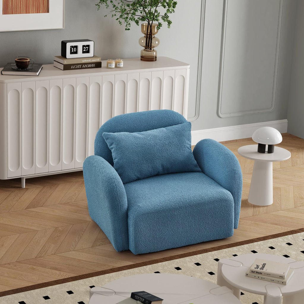 Living Room Furniture Comfy Chair Apholstered Blue Fabric