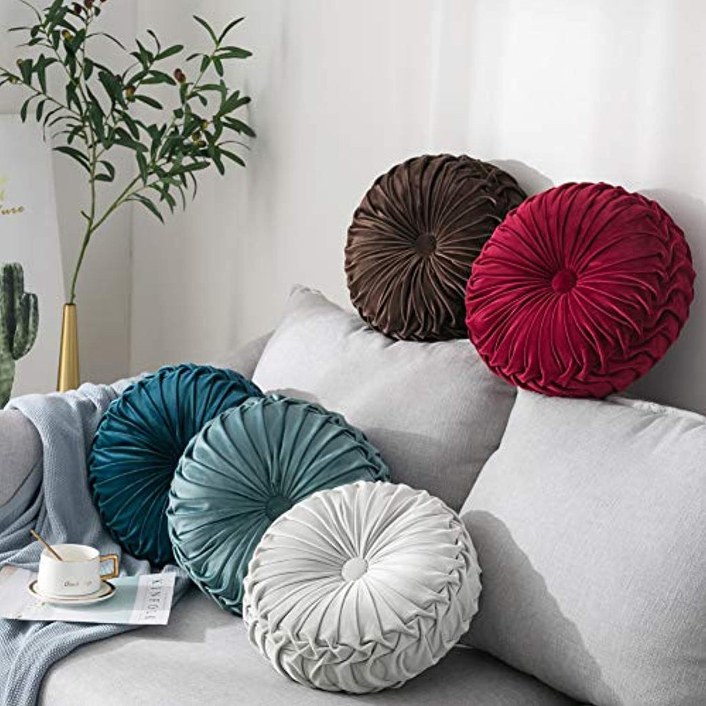 Round Pillow Cushion Couch Decorative Small Throw Pillow Home Decoration  Pleated Round Pillow Cushion