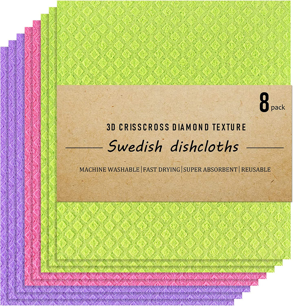 12 Pack Swedish Dish Cloths - Reusable Kitchen Clothes - Ultra Absorbent  Dish Towels for Kitchen, Washing Dishes, and More - Cellulose Sponges Cloth