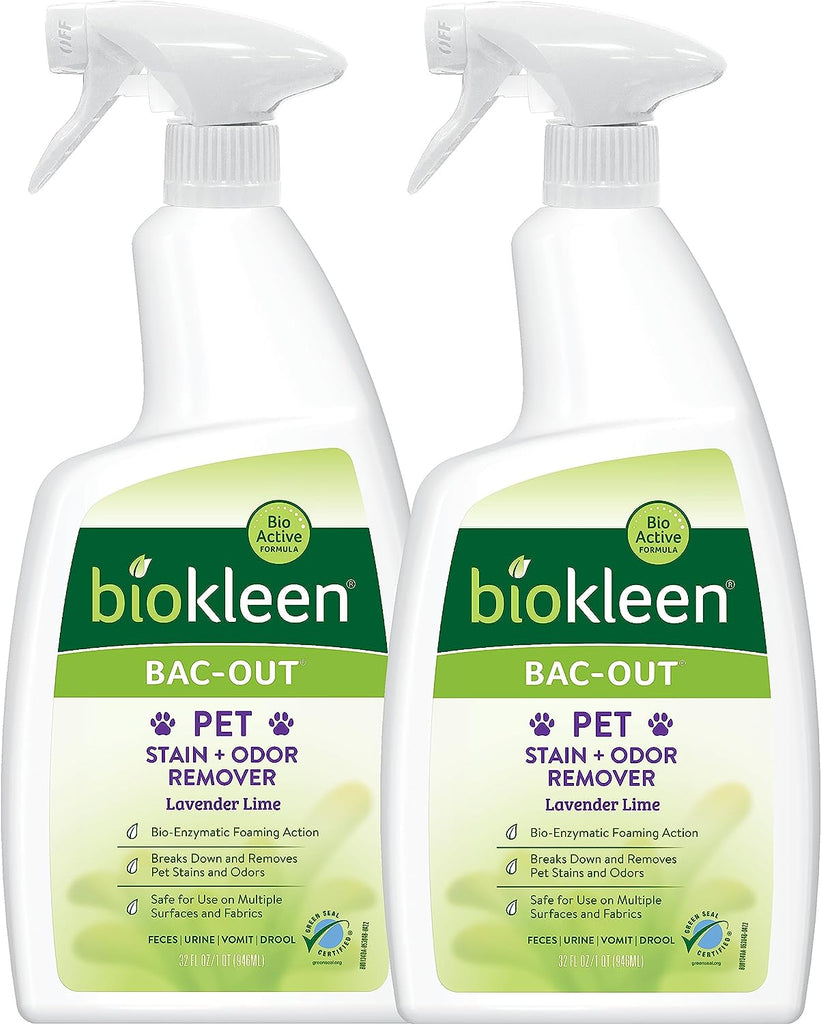 2-PACK Biokleen Bac-Out Pet Urine Odor Eliminator - 32 Ounce Spray 2 P